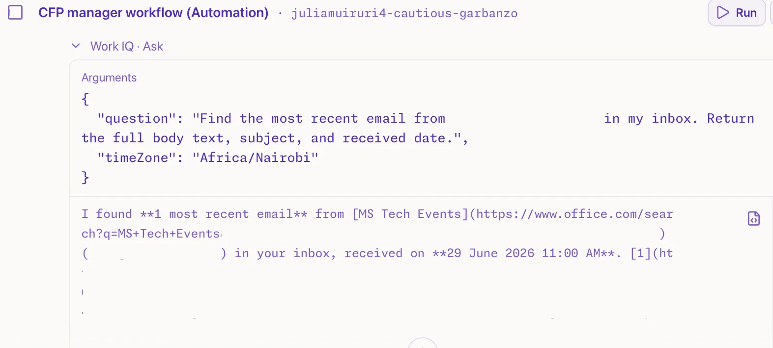 WorkIQ email search