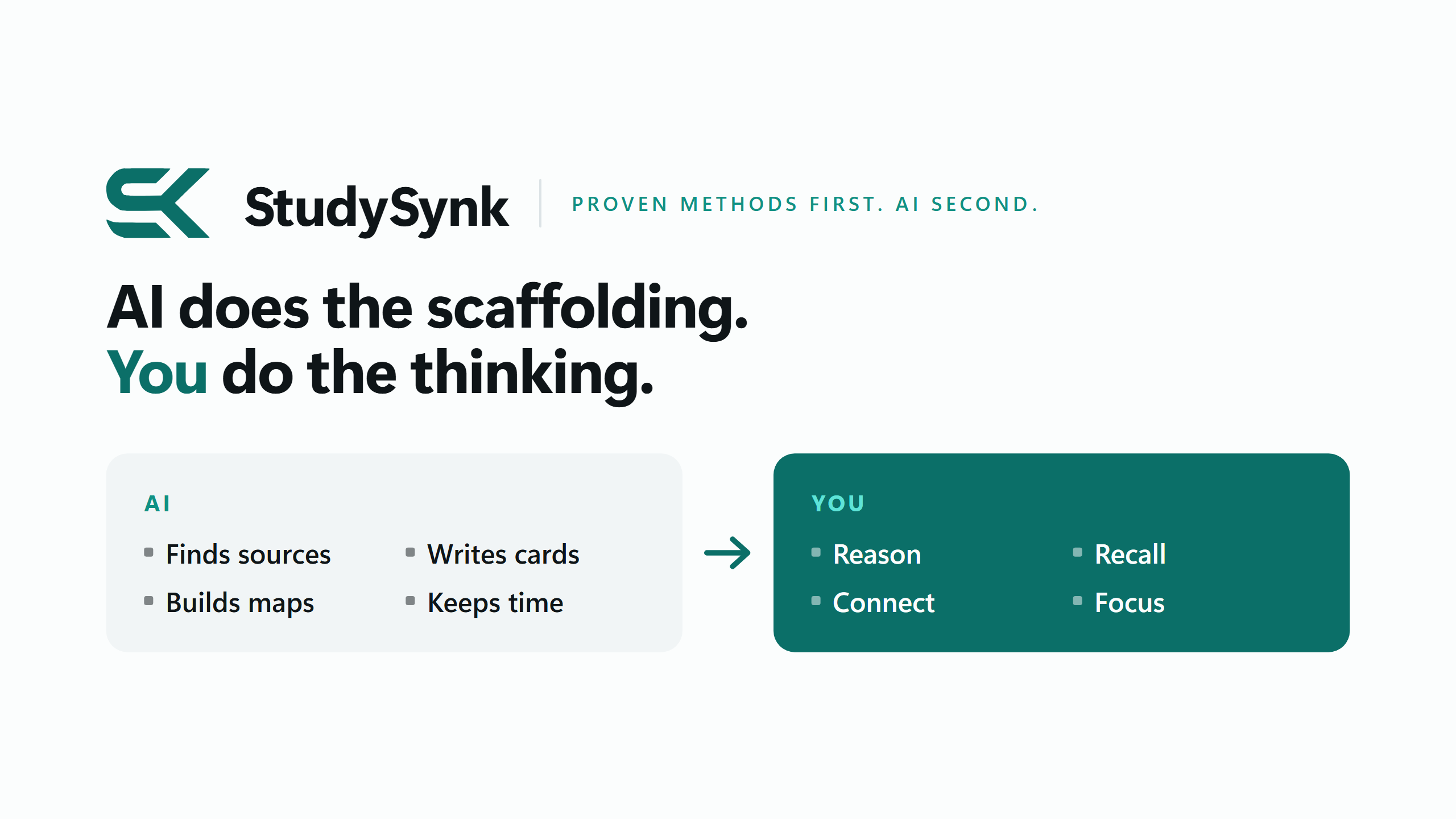 StudySynk: AI does the scaffolding and you do the thinking.